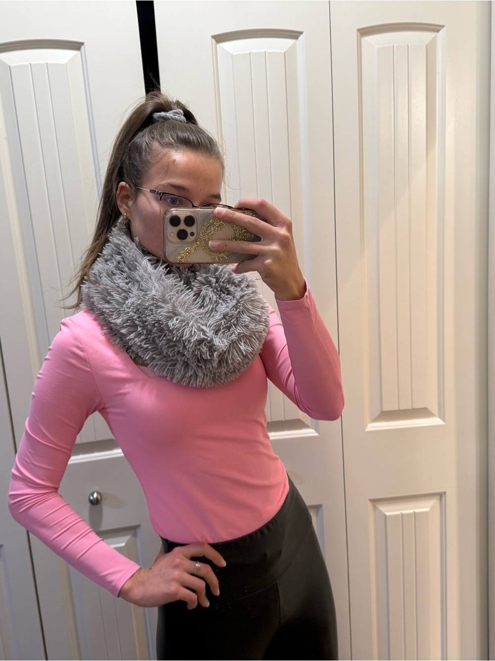 Maurices Gray Faux-Fur Infinity Scarf